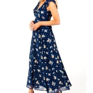 Francesca Collections, Miami Blue and Gold Sleeveless Maxi Gown